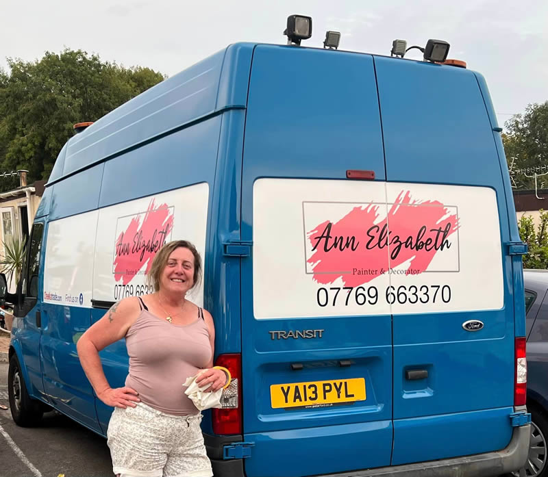 Ann Elizabeth and her blue van